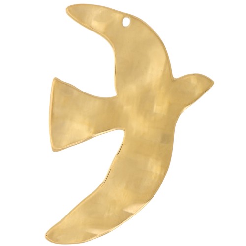 36x25mm Hammered bird pendants by Perles& Co - 304L stainless steel - Gold x2