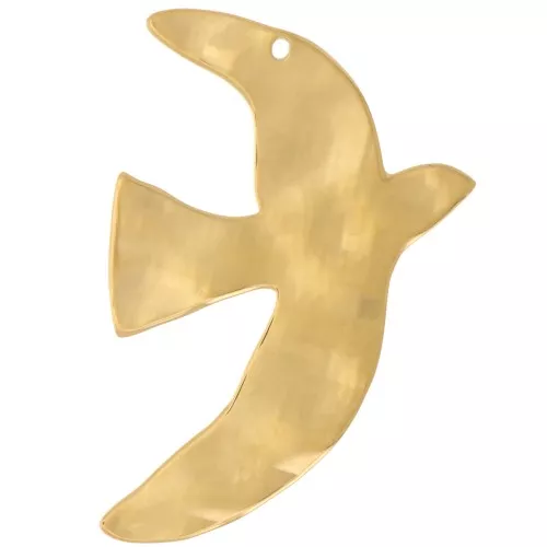 36x25mm Hammered bird pendants by Perles& Co - 304L stainless steel - Gold x2