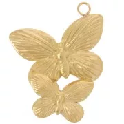 30x24mm Stainless steel 304L 2 butterflies Pendant - Gold x1