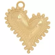 22x20mm 304L stainless steel Curved heart pendant with small balls - Gold x1