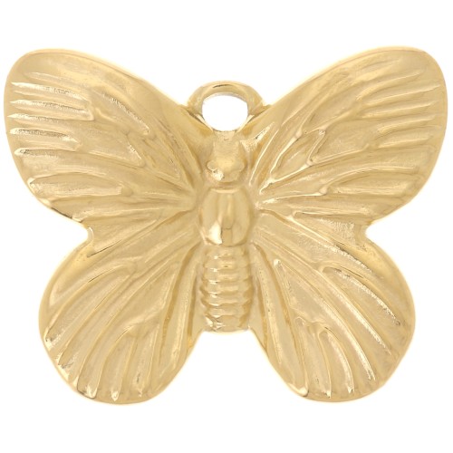16x19.5mm 304L stainless steel Butterfly charm - Gold x1