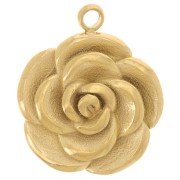 15mm 304L stainless steel Rose flower charm - gold x1