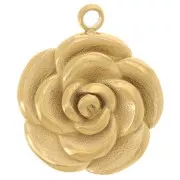 15mm 304L stainless steel Rose flower charm - gold x1