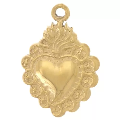 18x12mm 304L Stainless Steel Ex-voto heart Charm - Gold x1