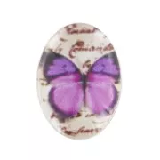 Cabochon 18x13mm butterfly Violet/black x1