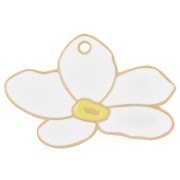 13x20mm 304L stainless steel Pansy flower charm epoxy resin - gold - White x1