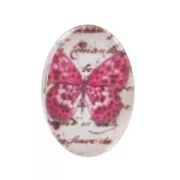 Cabochon 18x13mm butterfly pink x1