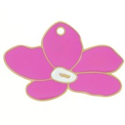 13x20mm 304L stainless steel Pansy flower charm epoxy resin - gold - Magenta x1