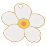 18x20mm 304L stainless steel Pansy flower charm with epoxy resin - Gold - Cream x1|raw }}