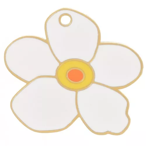 18x20mm 304L stainless steel Pansy flower charm with epoxy resin - Gold - Cream x1