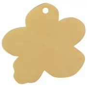 18x20mm 304L stainless steel Pansy flower charm with epoxy resin - Gold - Cream x1