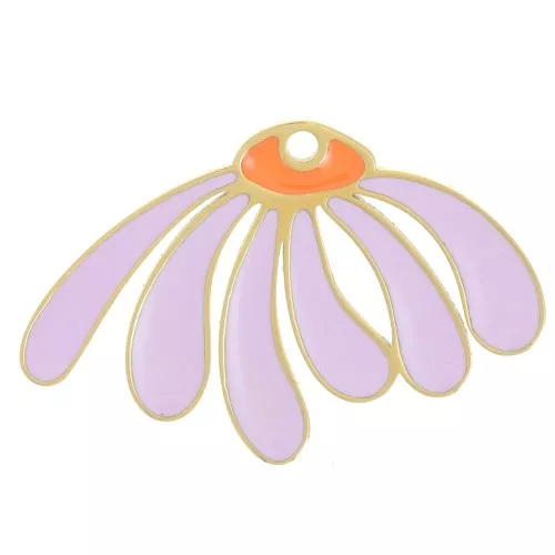 13.5x20.5mm Stainless steel 304L daisy Pendant wit epoxy resin - Gold - Parma x1