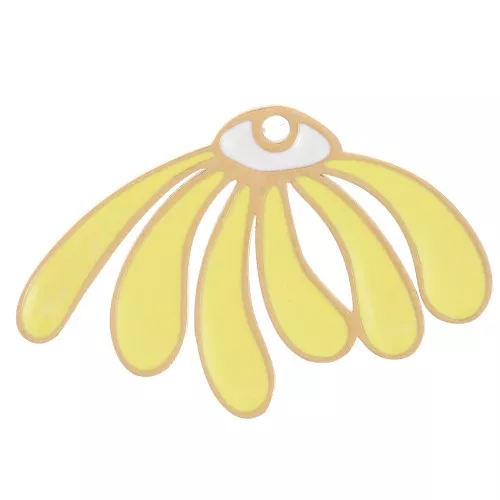 13.5x20.5mm Stainless steel 304L daisy Pendant wit epoxy resin - Gold - Yellow x1