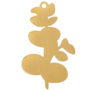 26x16mm 304L stainless steel Eucalyptus pendant epoxy resin - Gold - Green x1