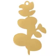 26x16mm 304L stainless steel Eucalyptus pendant epoxy resin - Gold - Green x1