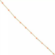 2mm 304 stainless steel Chain with epoxy resin beads - Gold - Orange x1m|raw }}