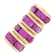 Rhinestones Rondelle 4,5mm Gold tone/Fuchsia x4
