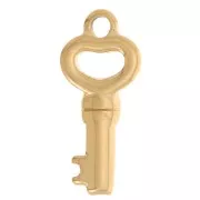 20x9mm 304L stainless steel Heart-shaped key charm - Gold x1