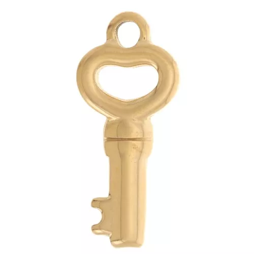20x9mm 304L stainless steel Heart-shaped key charm - Gold x1