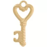 28.5x13mm 304L stainless steel Heart-shaped pendant key - Gold x1