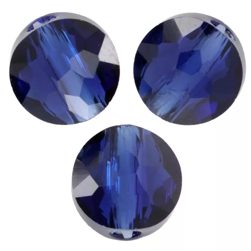 6mm Flat round beads - Thin Round PureCrystal 5034 - Reinvented Dark Sapphire x6