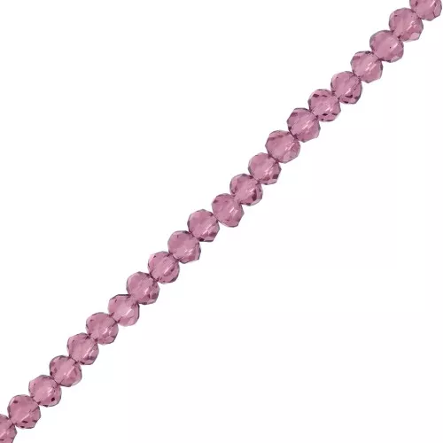 Fire Polished faceted flat round 3.5x3 mm Amethyst x36cm
