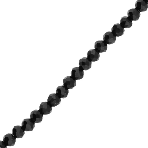Rondelle beads faceted - round flattened 3.5x3 mm - Jet x36cm