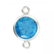 Spacer 2 rings 11x6mm 925 - zirconium oxide - Aqua Blue Silver x1