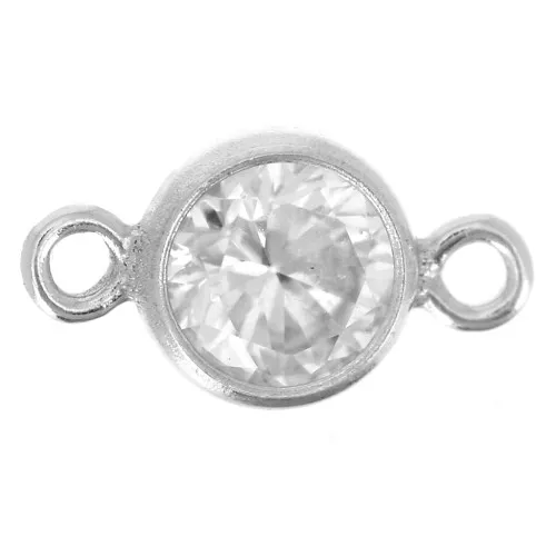 Round Spacers 4.5 mm with Zirconium Oxide - Crystal - 925 Sterling Silver x1