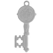 35.5x14mm 304L stainless steel Key pendant - religious pattern x1