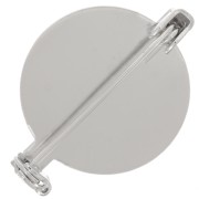 Stainless steel brooch base with tray for 20mm cabochon x1