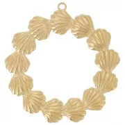 35mm 304L stainless steel Seashell crown pendants - Gold x2