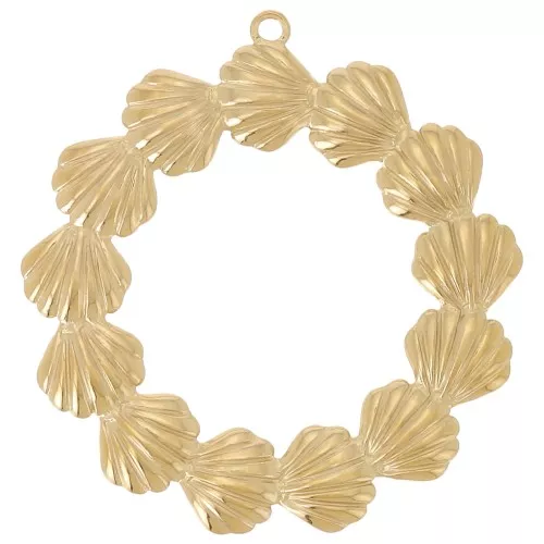 35mm 304L stainless steel Seashell crown pendants - Gold x2