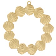 35mm 304L stainless steel Seashell crown pendants - Gold x2