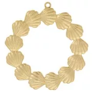 35mm 304L stainless steel Seashell crown pendants - Gold x2