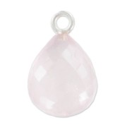 Faceted drop 13x10mm with pendant in 925 sterling silver/Quartz Rose x|raw }}