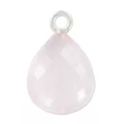 Faceted drop 13x10mm with pendant in 925 sterling silver/Quartz Rose x