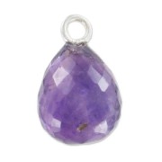 Faceted drop 13x10mm with pendant in 925 sterling silver/Amethyst x1