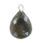 Faceted drop 13x10mm with pendant in 925 sterling silver/Labradorite x