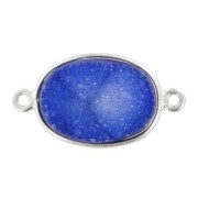925 Sterling Silver Spacer with Druzy 2 rings 21mm Tanzanite x1