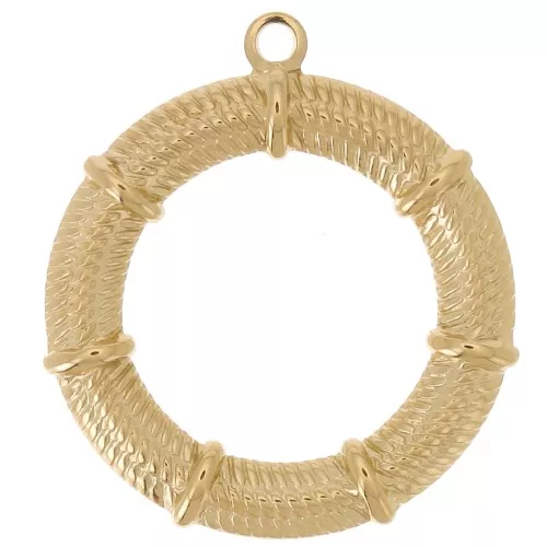 29mm Stainless steel 304L crown Pendants braided effect - Gold x2