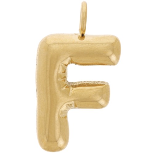 23x12mm Stainless steel 304L Pendant letter alphabet ball - F - Gold x1