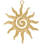 41x34mm 304L stainless steel Hammered sun pendant - Gold x1