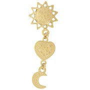 45x15mm 304L stainless steelPendant sun, heart and moon - Gold x1