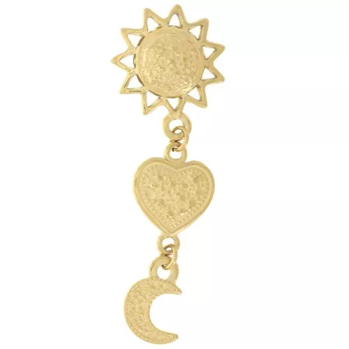 45x15mm 304L stainless steelPendant sun, heart and moon - Gold x1