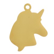 15.5x12mm 304L Stainless Steel Unicorn Charm Epoxy Resin - Gold - Multicolor x1