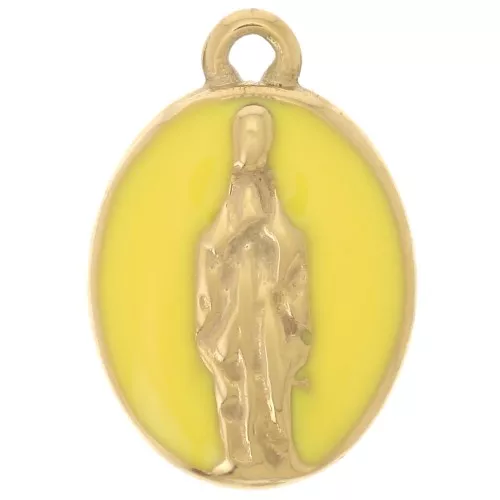 15x10mm 304L Stainless Steel Oval Charm - Religious Pattern - Gold - Yellow x1