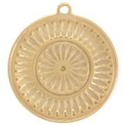 18mm 304L Stainless Steel Round Textured Charm - Gold x1