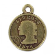 quarter dollar coins charms 15mm Bronze tone x5