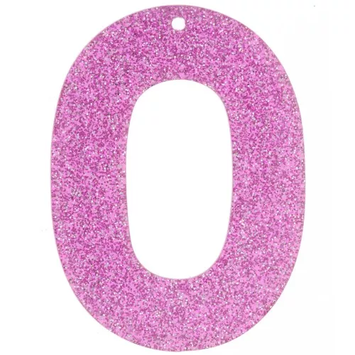 47x34 mm oval hollow acrylic pendant - Pink glitter x1